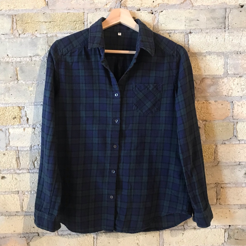 Button down plaid shirt with pocket from Muji